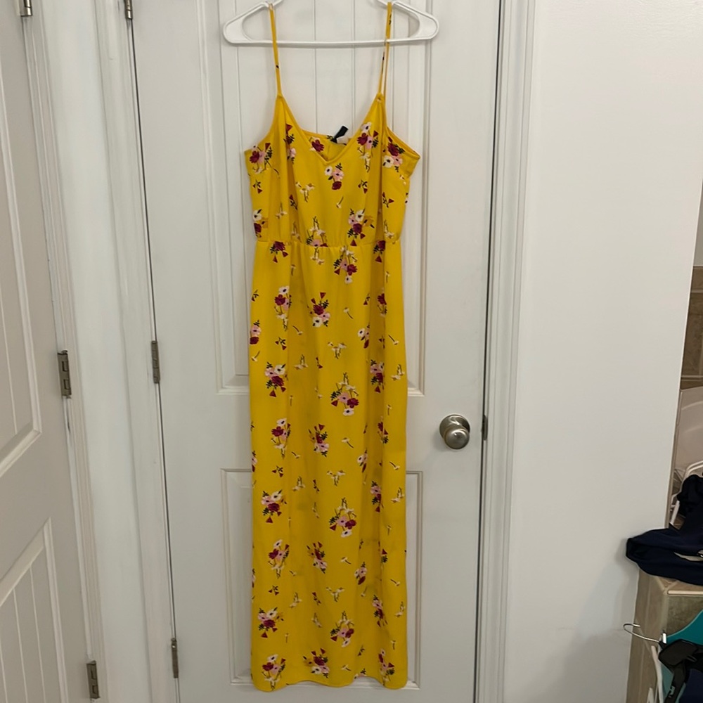 Divided bright yellow floral maxi dress size 10